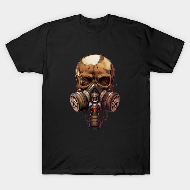 Skull wearing gas mask T-Shirt by Dope_Design